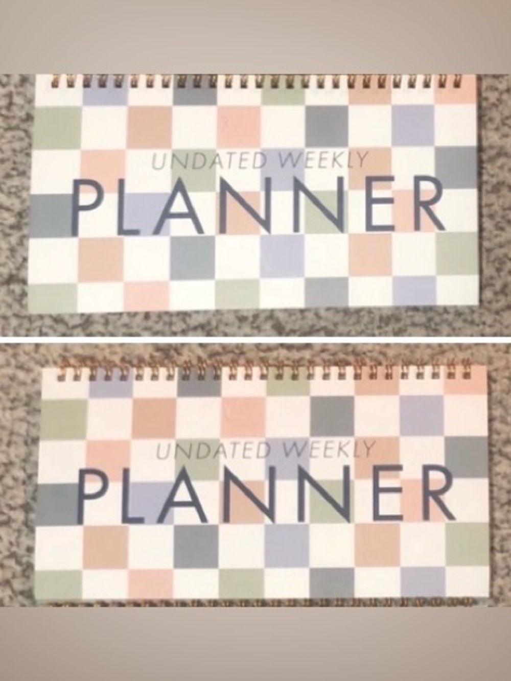 Jot Undated Weekly Planner - Pastel Checkered Design Spiral Binding (Lot of 2)